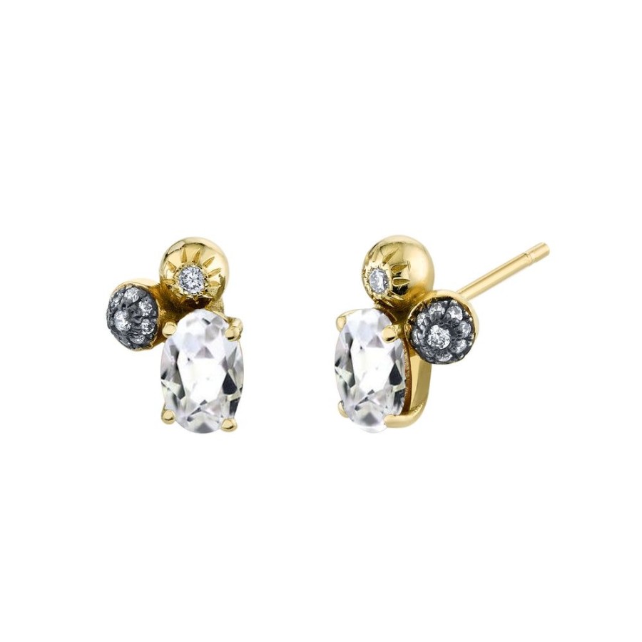 Fine Sarah Hendler Signature | Oval Gemstone Mash Up Studs