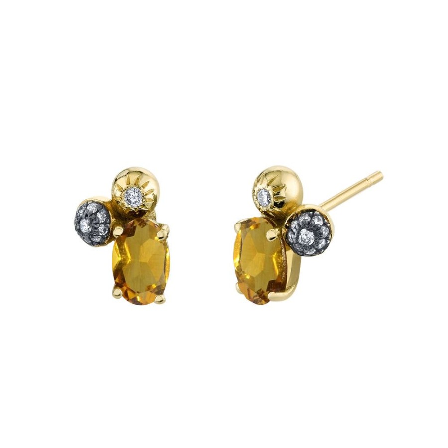 Fine Sarah Hendler Signature | Oval Gemstone Mash Up Studs