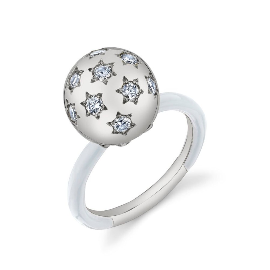 Bridal Sarah Hendler Statement | Ethel Ring With Solid Enamel Band - White Diamond