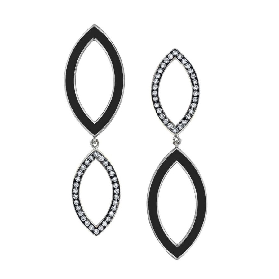 Fine Sarah Hendler Statement | Double Marquise Earrings - White Diamond