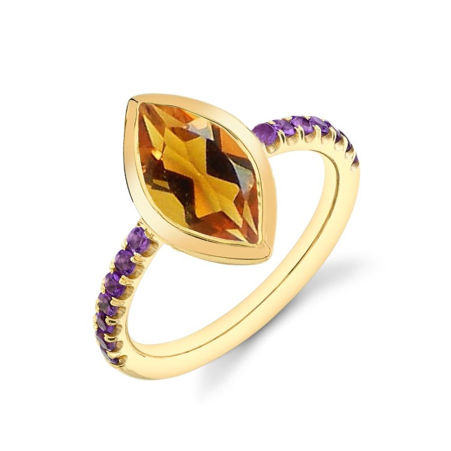 Fine Sarah Hendler Statement | Pave Shirley Bezel Set Marquise Cut Ring