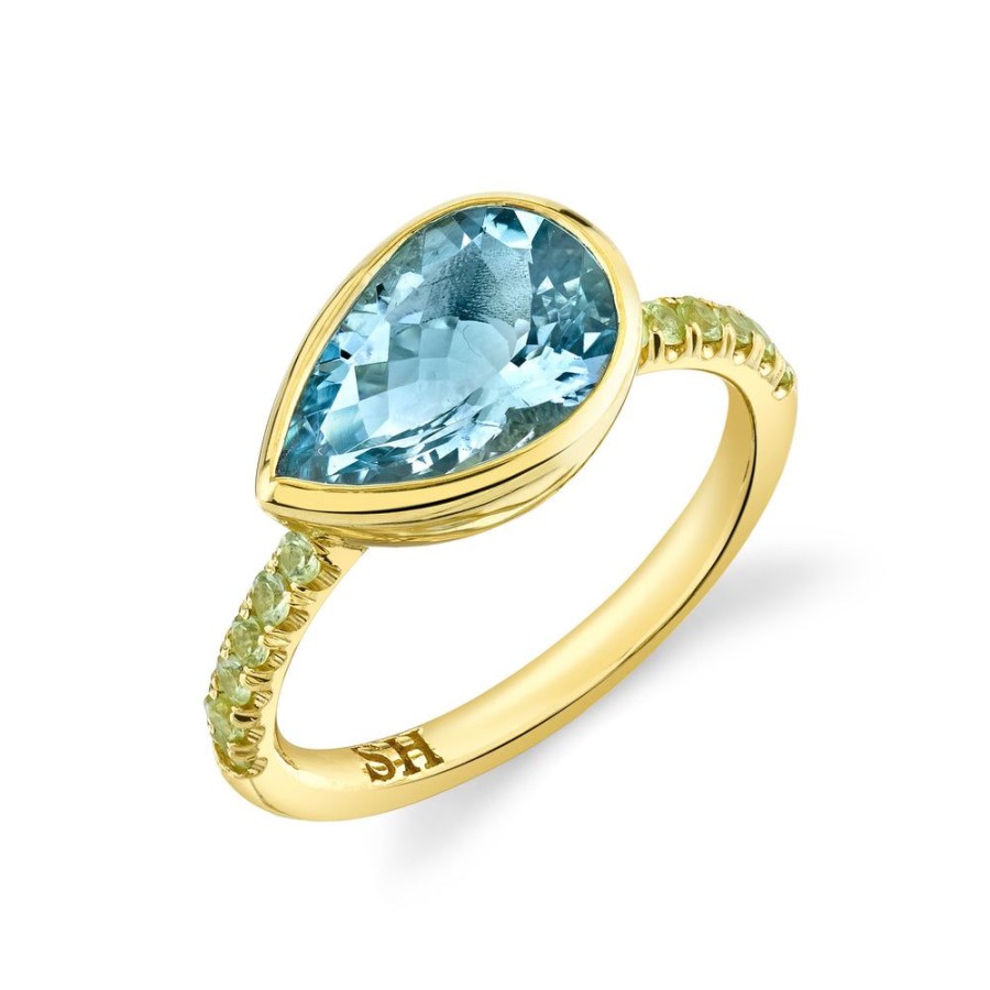 Fine Sarah Hendler Statement | Pave Shirley Bezel Set Pear Cut Ring