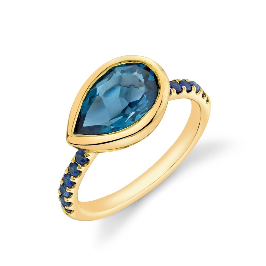 Fine Sarah Hendler Statement | Pave Shirley Bezel Set Pear Cut Ring