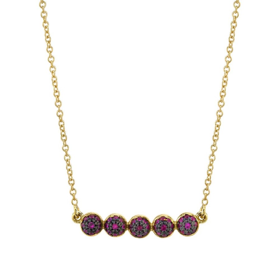 Fine Sarah Hendler Pendants | 5 Point Pave Ball Necklace