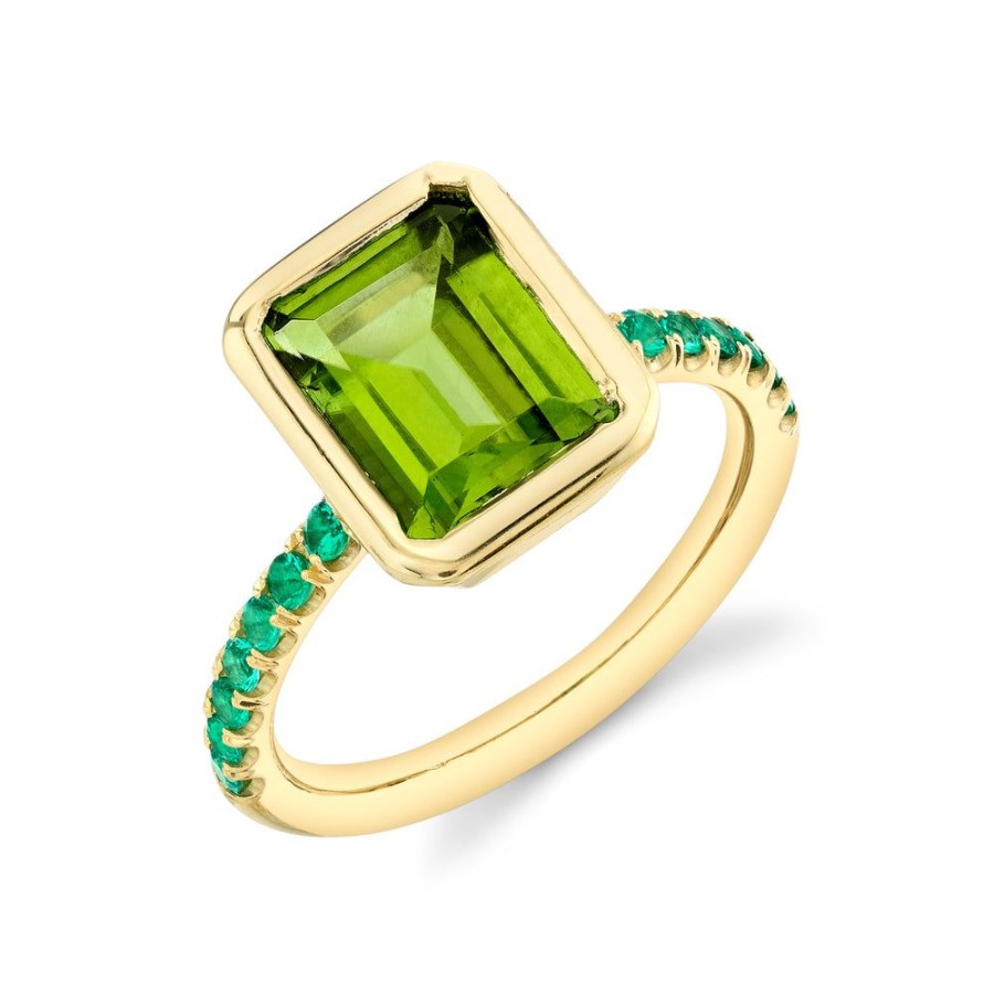 Fine Sarah Hendler Statement | Pave Shirley Bezel Set Emerald Cut Ring