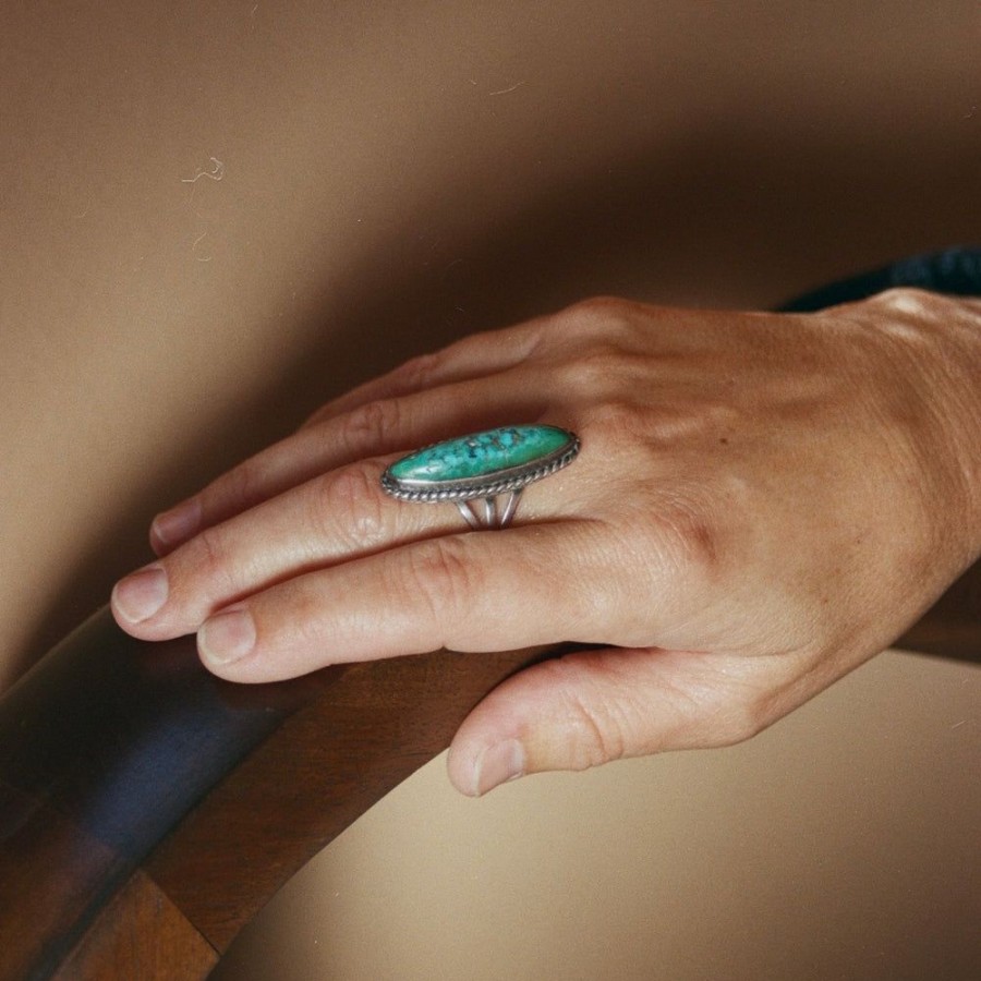 Estate Sarah Hendler Rings | Elongated Turquoise Ring