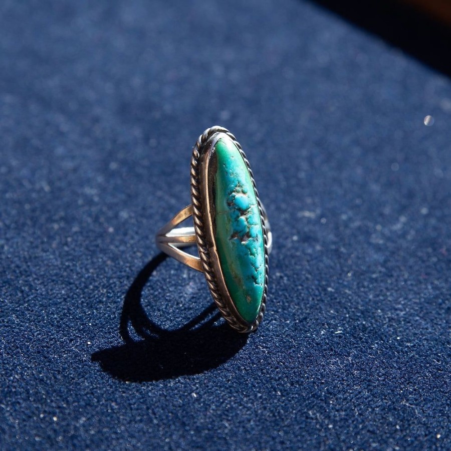 Estate Sarah Hendler Rings | Elongated Turquoise Ring