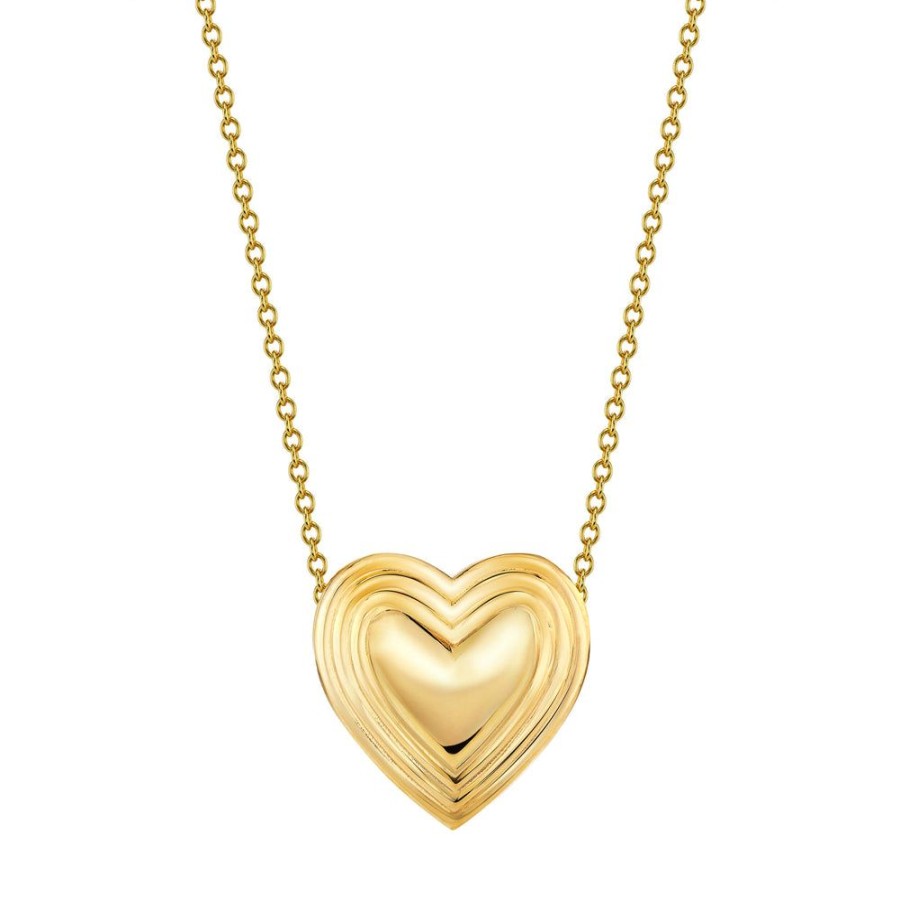 Estate Sarah Hendler Necklaces | Single Grooved Heart Necklace