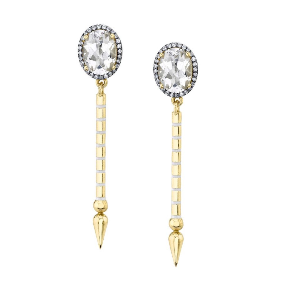 Bridal Sarah Hendler Statement | Pave Diamond Gemstone Shirley Spear Earrings