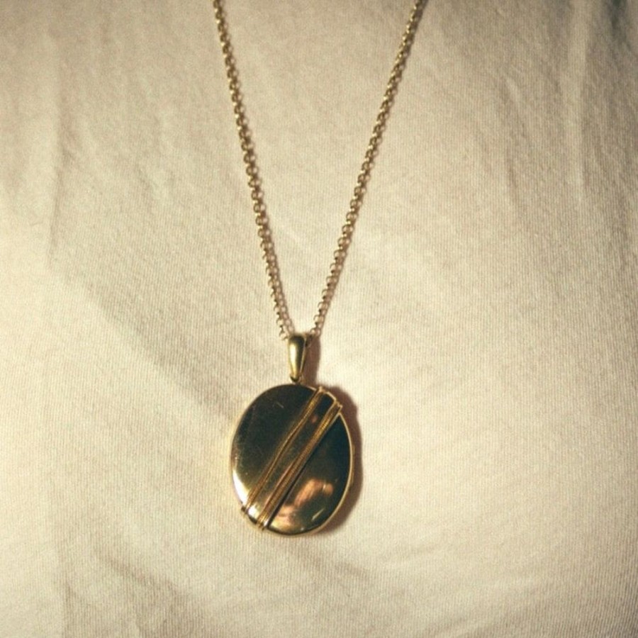 Estate Sarah Hendler Necklaces | 15K Ribbon Detail Locket