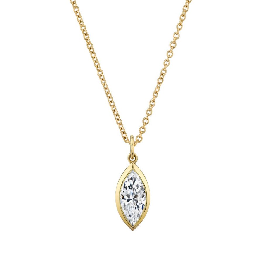 Bridal Sarah Hendler Pendants | Bezel Set Marquise Gemstone Necklace