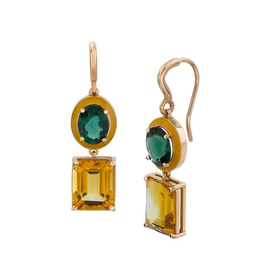 Fine Sarah Hendler Statement | Small Gaga Enamel Gemstone Earrings