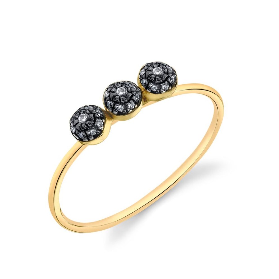 Fine Sarah Hendler Stackers | Triple Pave Ball Stacking Ring - Diamond