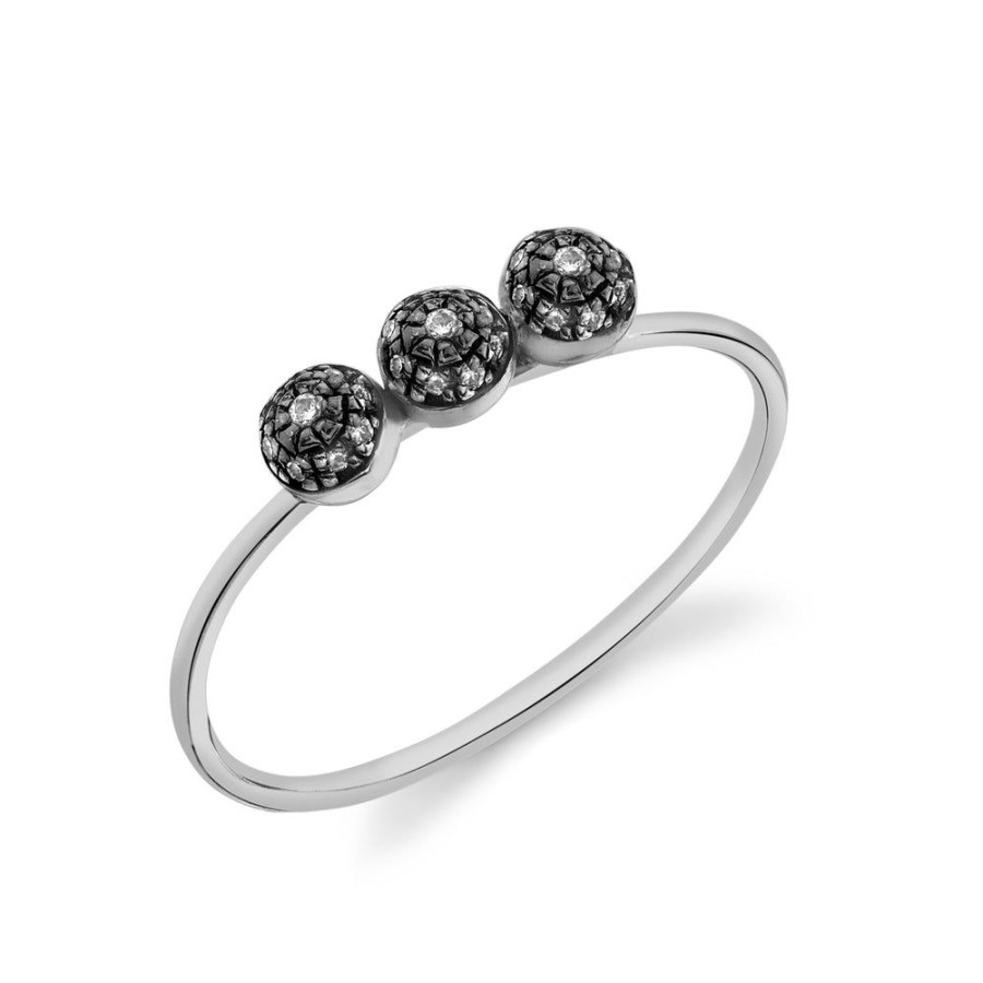 Fine Sarah Hendler Stackers | Triple Pave Ball Stacking Ring - Diamond