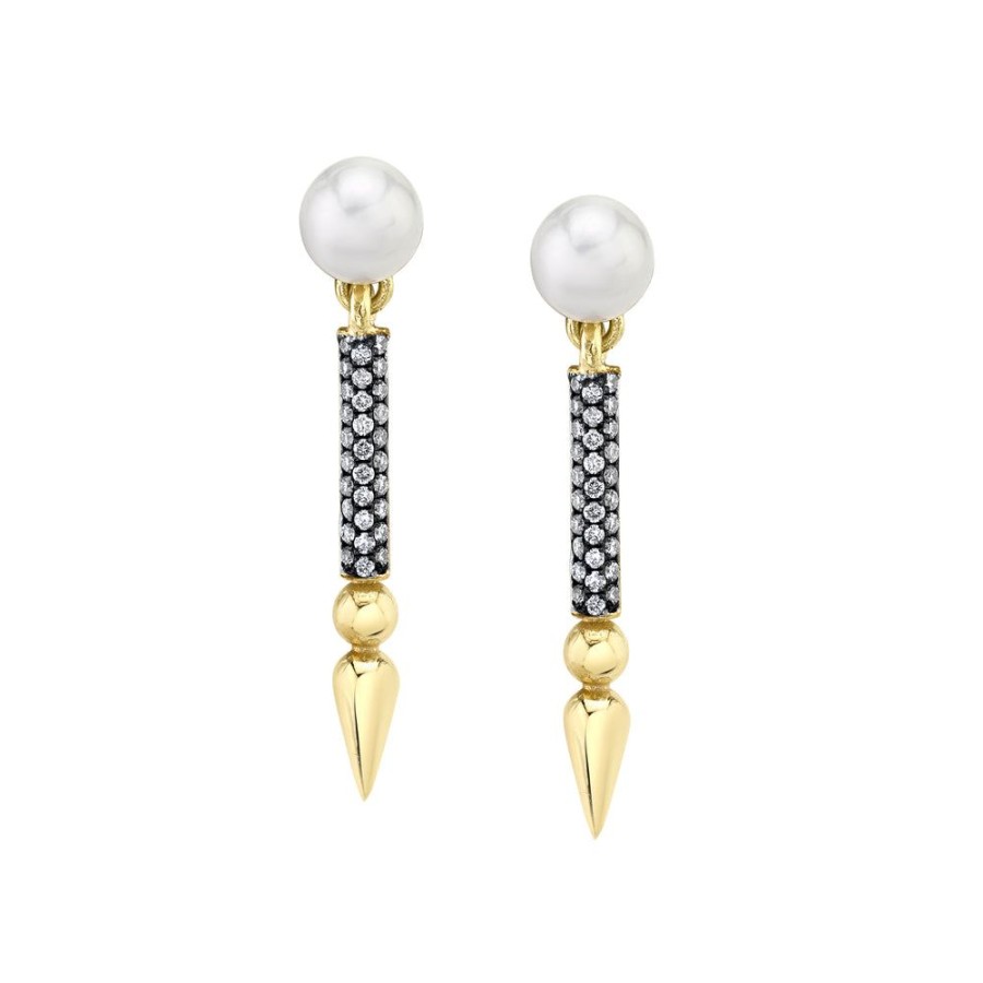 Bridal Sarah Hendler Statement | Mini Pearl Earrings With Pave Spear - Diamond