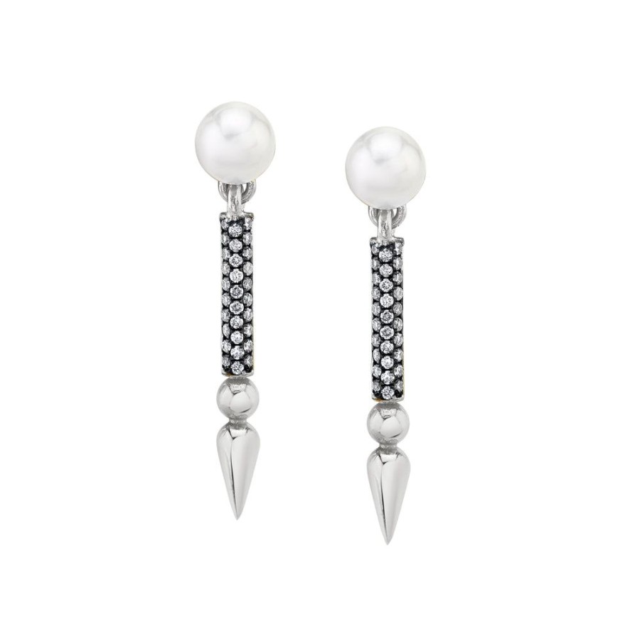 Bridal Sarah Hendler Statement | Mini Pearl Earrings With Pave Spear - Diamond