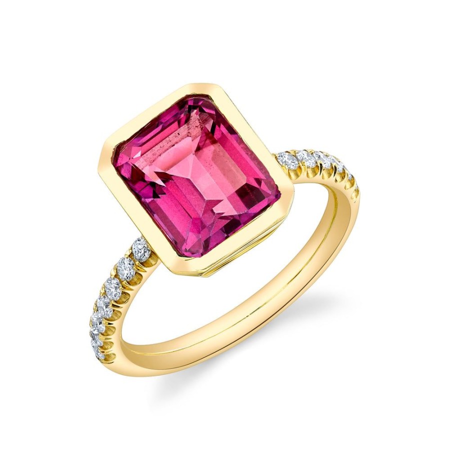 Fine Sarah Hendler Statement | Pave Shirley Bezel Set Emerald Cut Ring