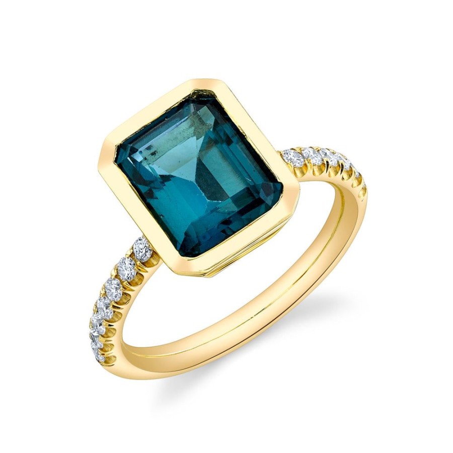 Fine Sarah Hendler Statement | Pave Shirley Bezel Set Emerald Cut Ring