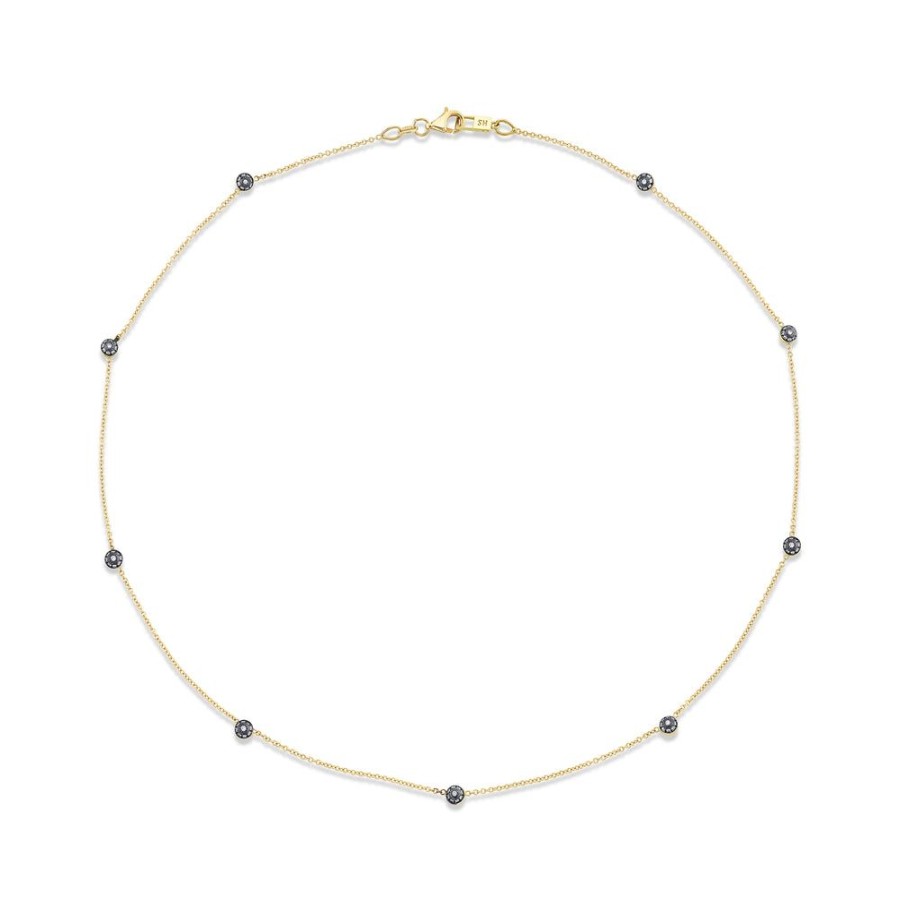 Fine Sarah Hendler Collars | 9 Point Pave Ball Chain - Diamond