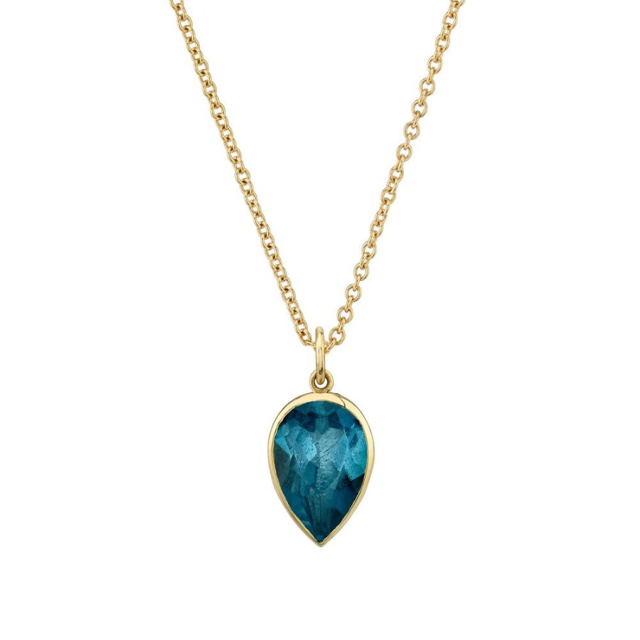 Bridal Sarah Hendler Pendants | Bezel Set Pear Gemstone Necklace