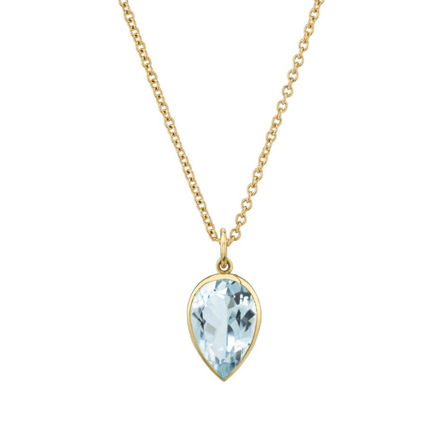 Bridal Sarah Hendler Pendants | Bezel Set Pear Gemstone Necklace