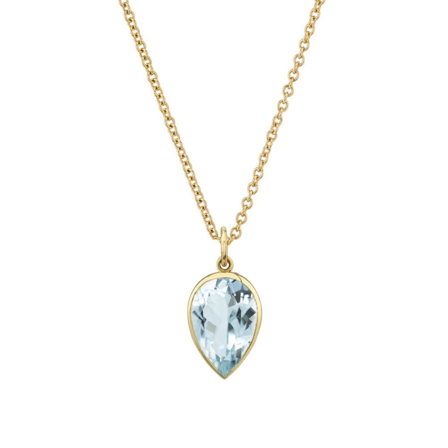 Fine Sarah Hendler Pendants | Bezel Set Pear Gemstone Necklace