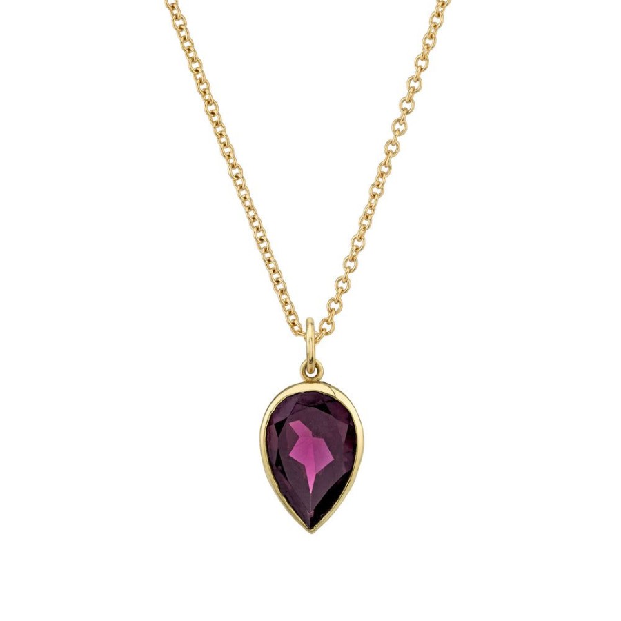 Fine Sarah Hendler Pendants | Bezel Set Pear Gemstone Necklace