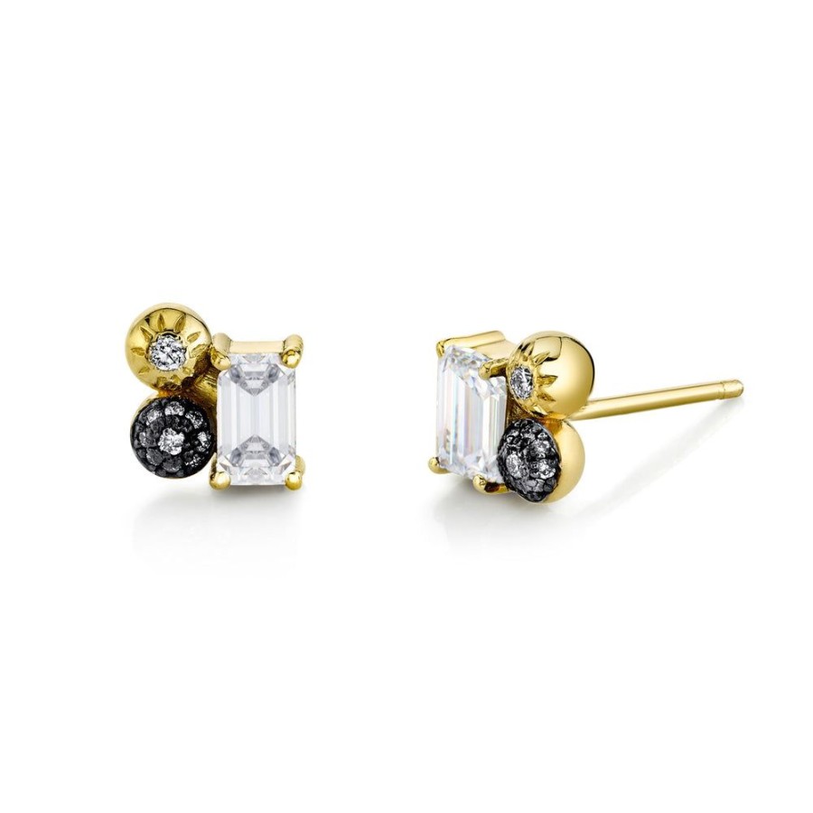 Bridal Sarah Hendler Studs & Hoops | Emerald Cut Gemstone Mash Up Studs