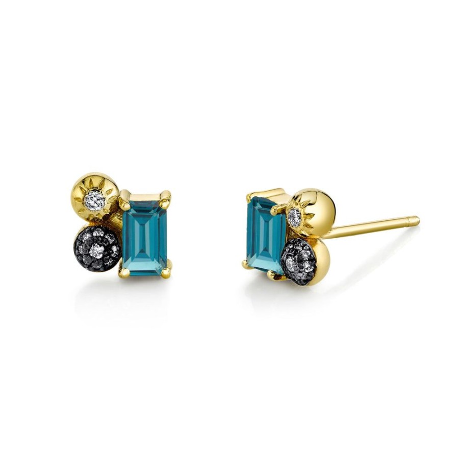 Bridal Sarah Hendler Studs & Hoops | Emerald Cut Gemstone Mash Up Studs