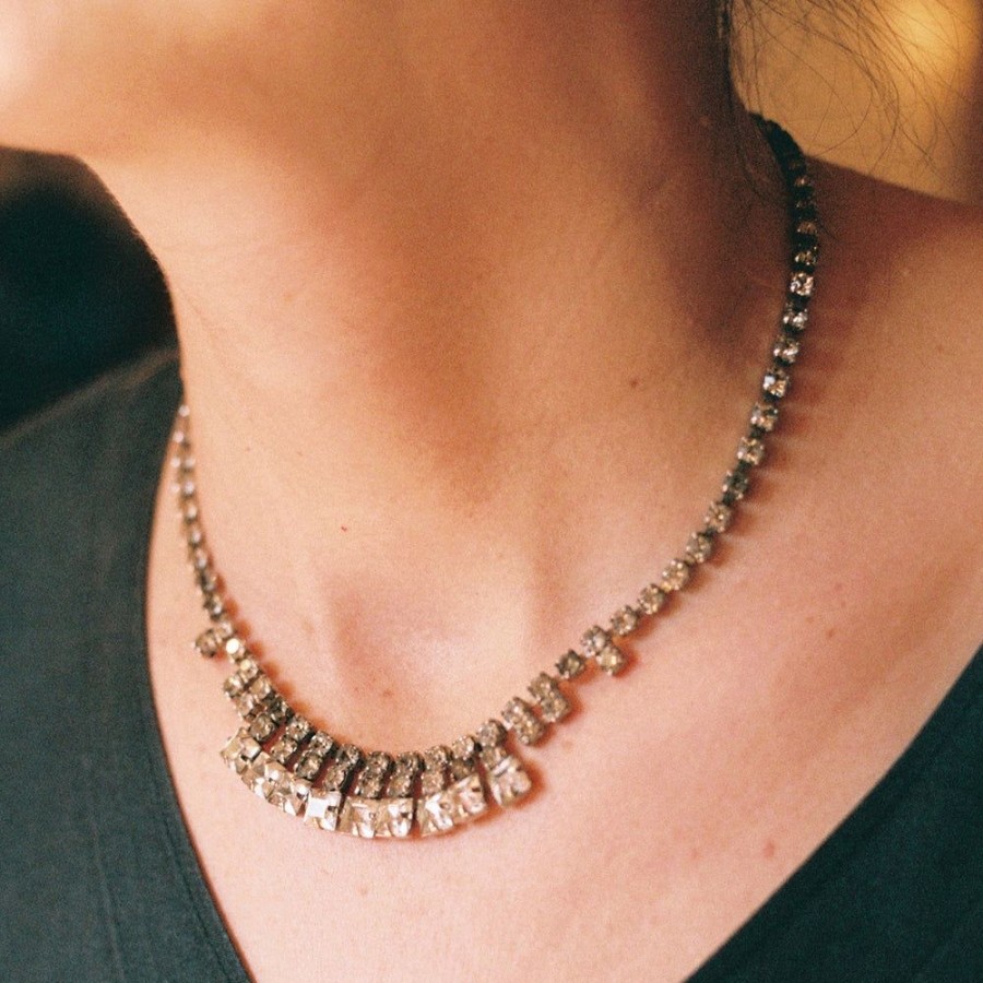 Estate Sarah Hendler Necklaces | Princess Cut Rhinestone Necklace