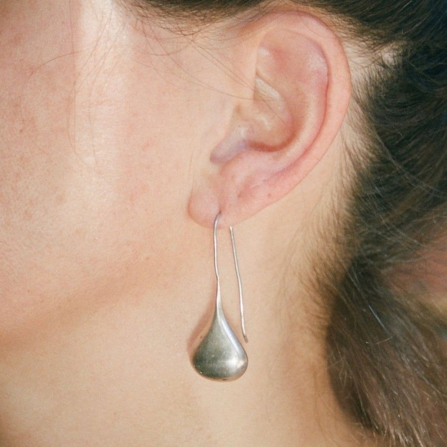 Estate Sarah Hendler Earrings | Sterling Silver Teardrop Hook Earrings