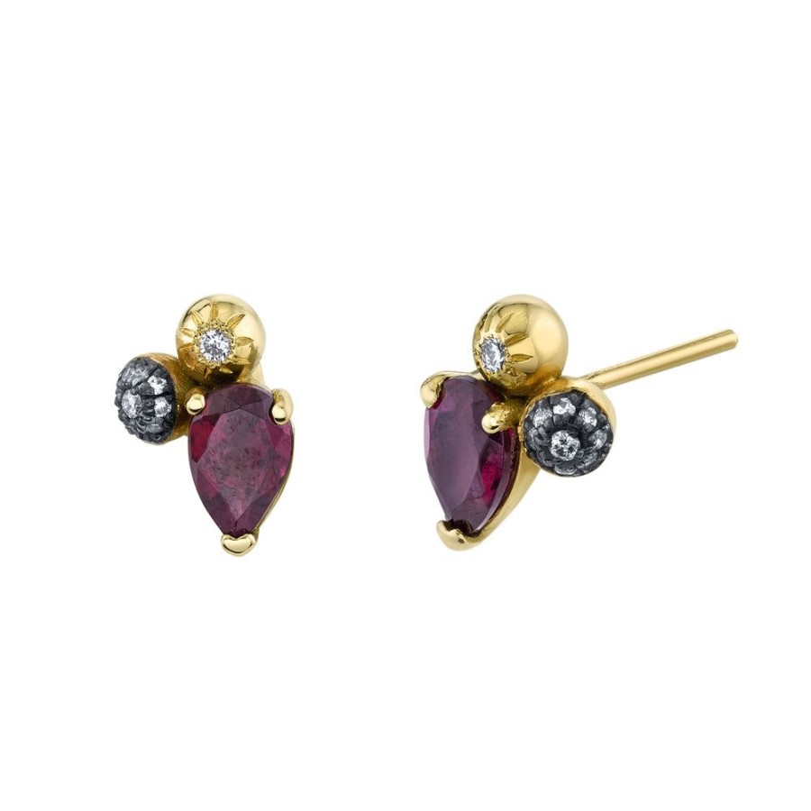 Fine Sarah Hendler Signature | Pear Gemstone Mash Up Studs