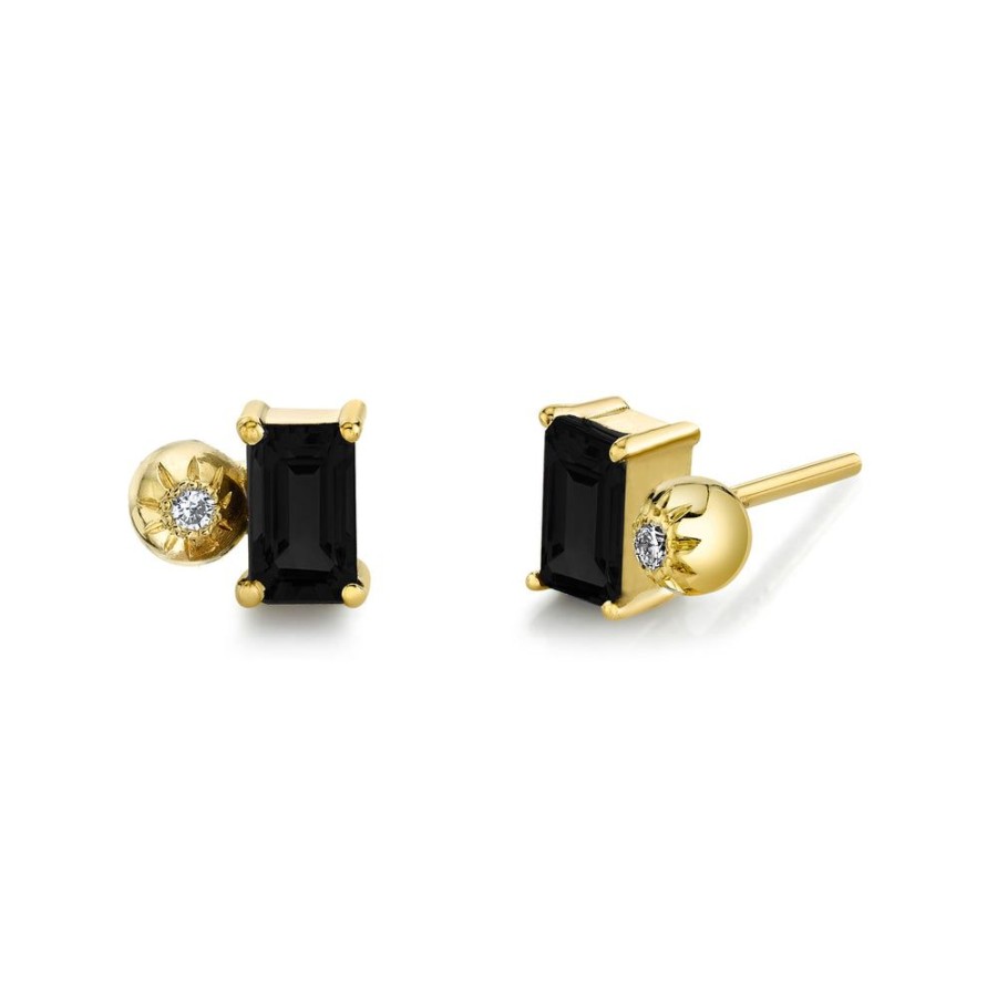 Fine Sarah Hendler Signature | Emerald Cut Gemstone & Diamond Starburst Studs