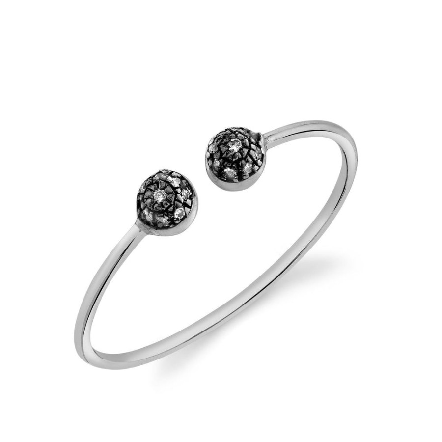 Fine Sarah Hendler Stackers | Double Pave Ball Open Top Stacking Ring - Diamond