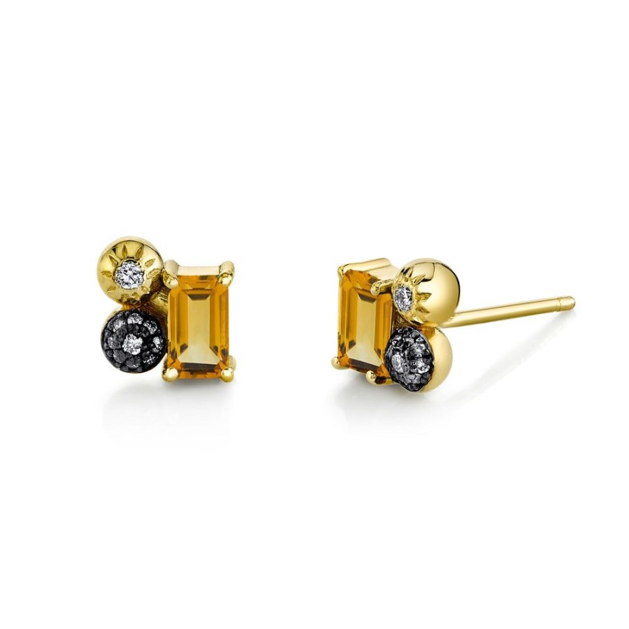 Fine Sarah Hendler Signature | Emerald Cut Gemstone Mash Up Studs