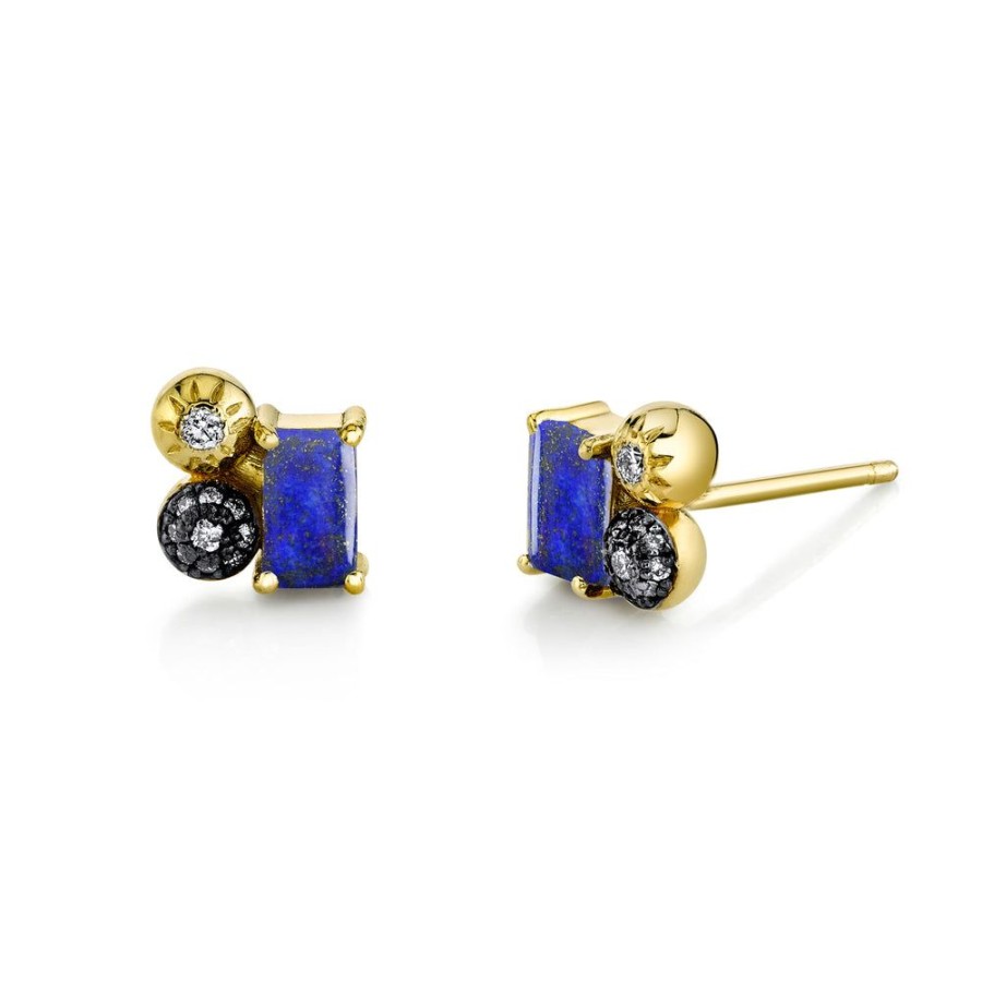 Fine Sarah Hendler Signature | Emerald Cut Gemstone Mash Up Studs