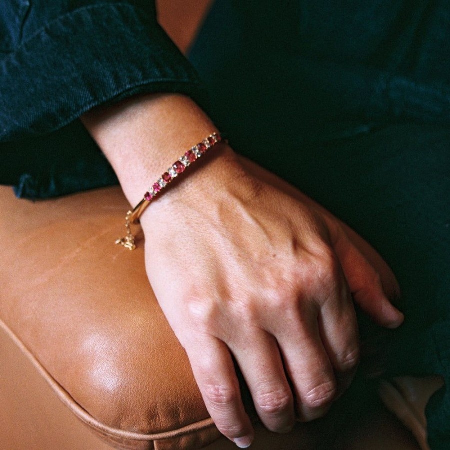 Estate Sarah Hendler Bracelets | Spinel And Diamond Victorian Bangle