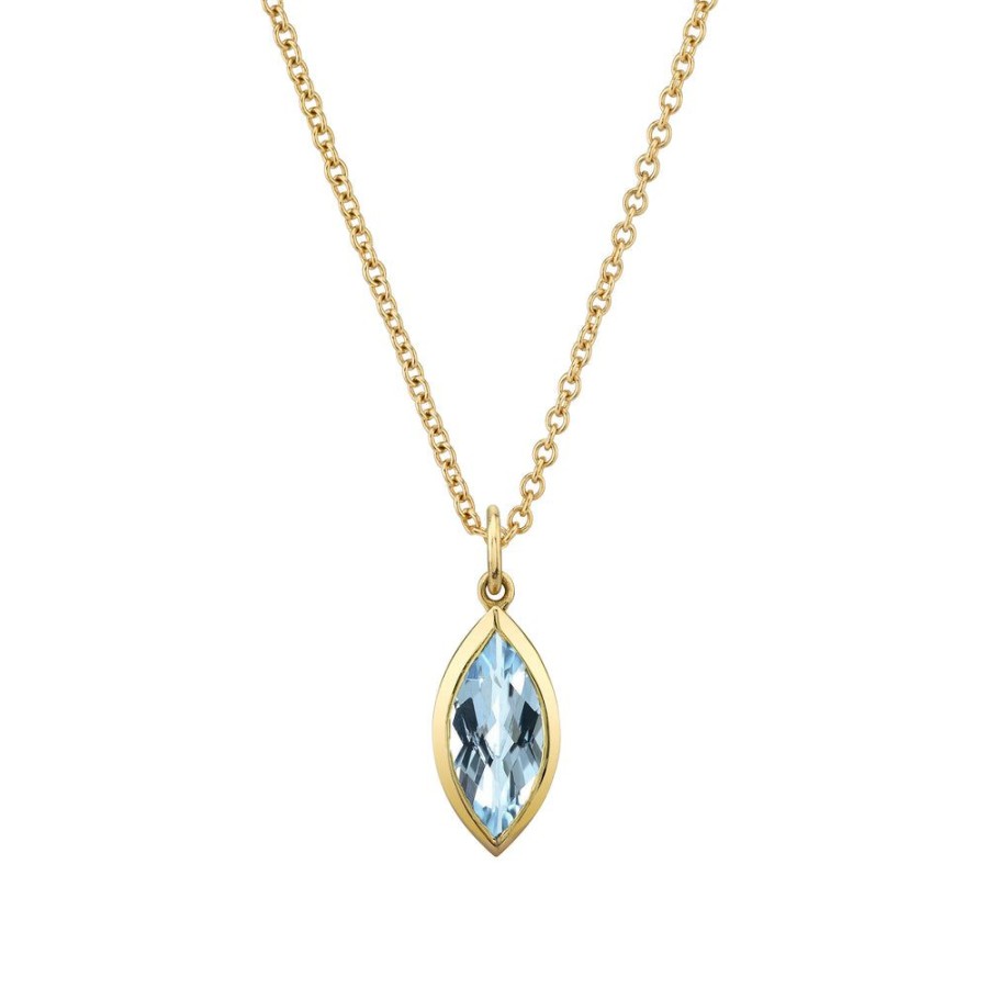 Fine Sarah Hendler Pendants | Bezel Set Marquise Gemstone Necklace