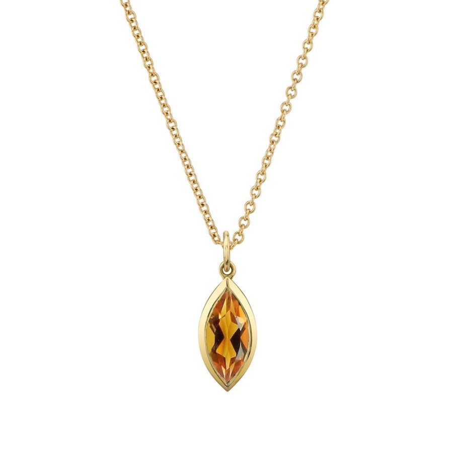 Fine Sarah Hendler Pendants | Bezel Set Marquise Gemstone Necklace