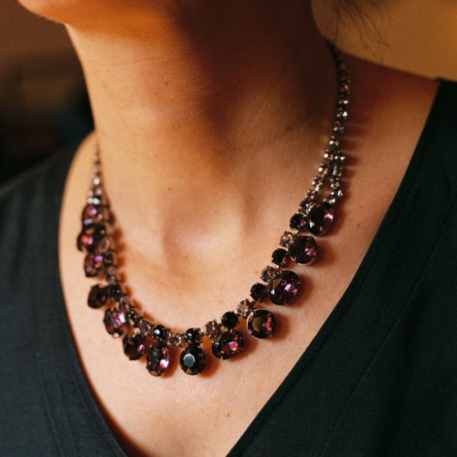 Estate Sarah Hendler Necklaces | Large Berry Rhinestone Necklace