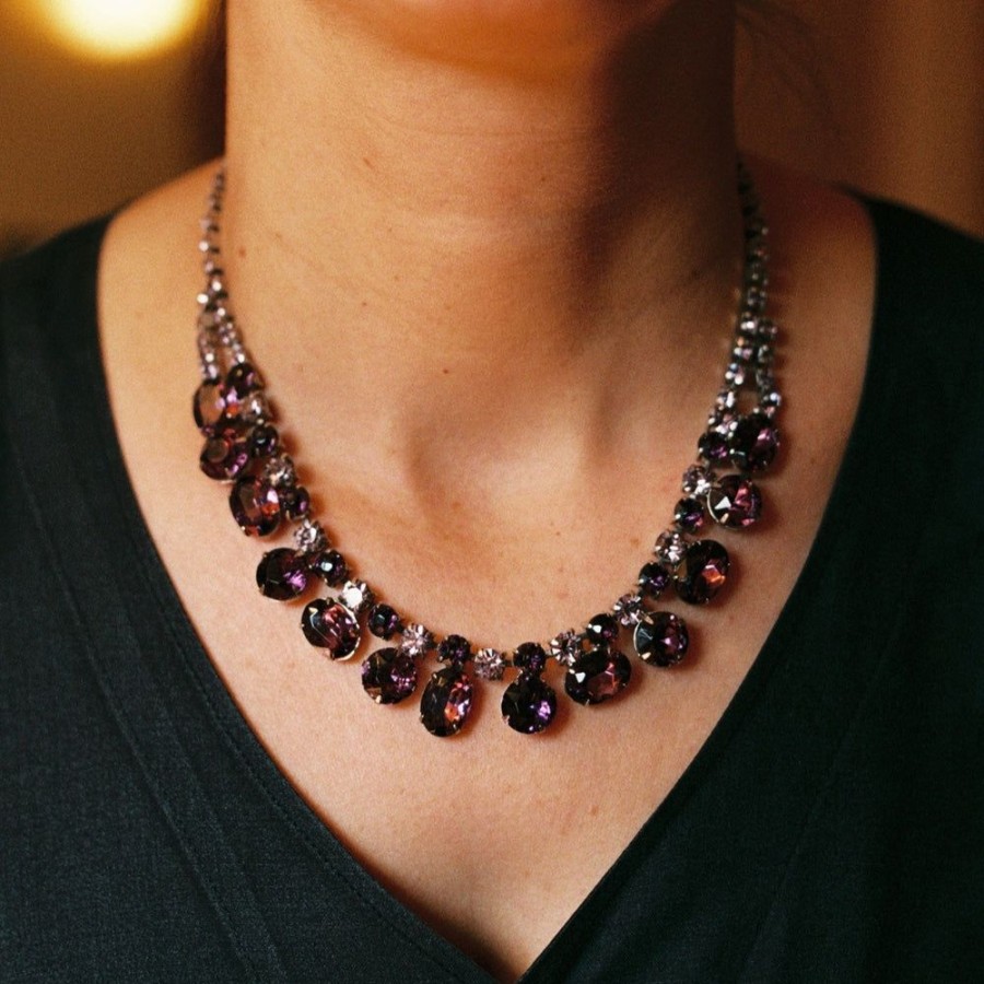 Estate Sarah Hendler Necklaces | Large Berry Rhinestone Necklace