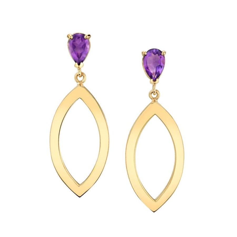 Fine Sarah Hendler Statement | Pear Studs With Open Gold Marquise