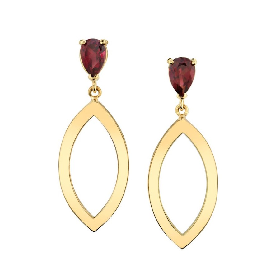 Fine Sarah Hendler Statement | Pear Studs With Open Gold Marquise