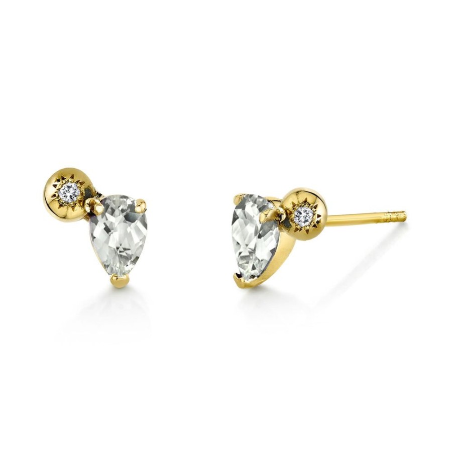 Bridal Sarah Hendler Studs & Hoops | Pear Gemstone & Diamond Starburst Studs