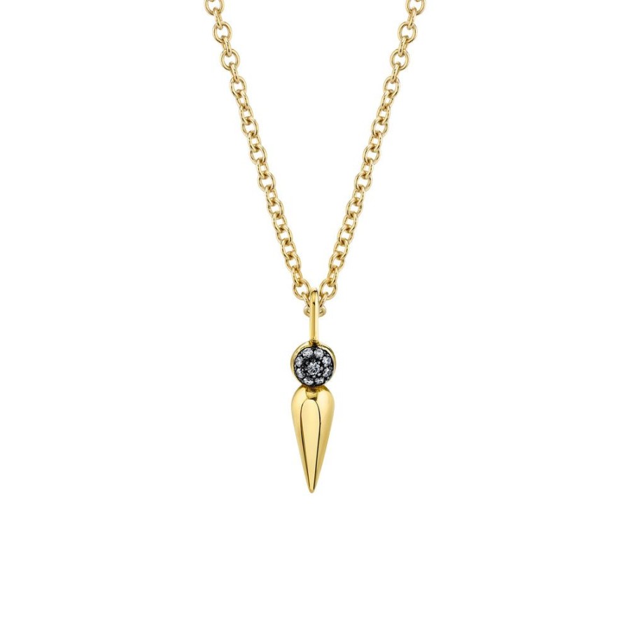 Fine Sarah Hendler Pendants | Pave Ball Spear Pendant Necklace - Diamond