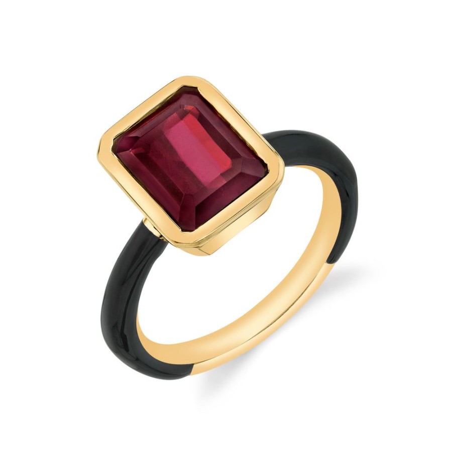 Fine Sarah Hendler Enamel | Emerald Cut Gemstone Enamel Ring