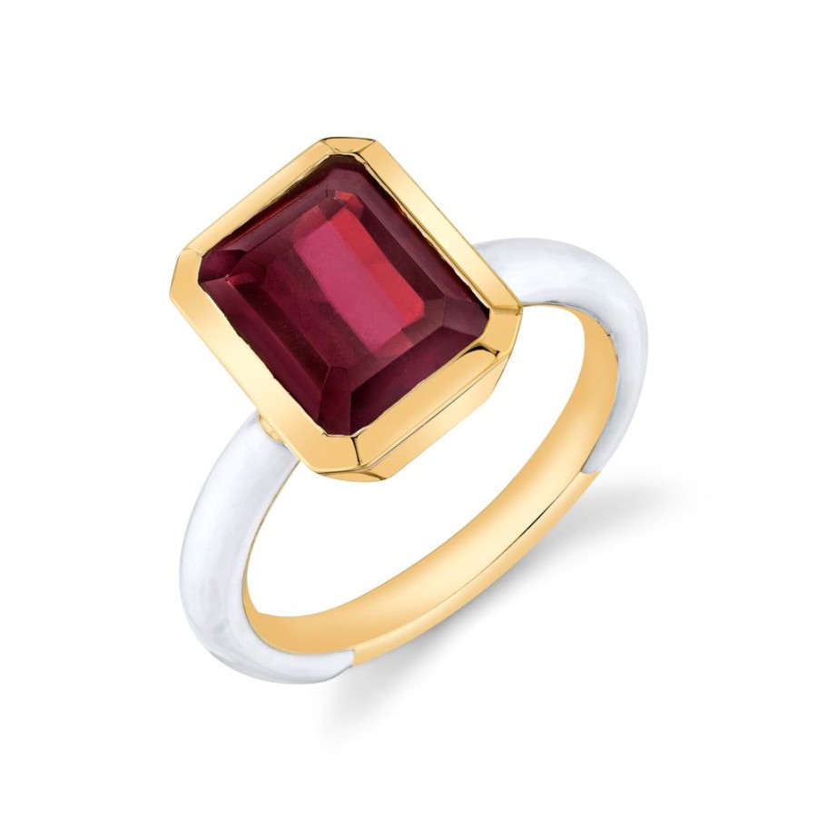 Fine Sarah Hendler Enamel | Emerald Cut Gemstone Enamel Ring