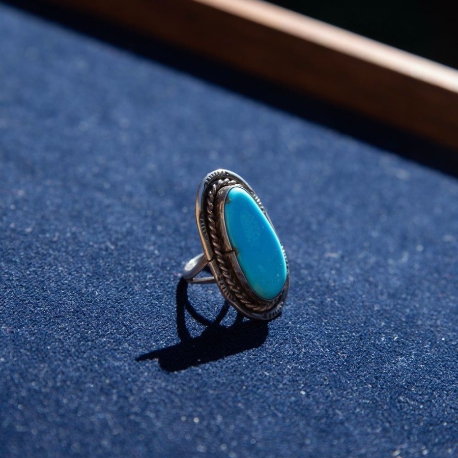 Estate Sarah Hendler Rings | Elongated Turquoise Ring