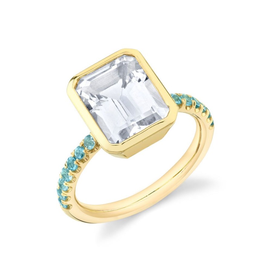 Bridal Sarah Hendler Engagement | Pave Shirley Bezel Set Emerald Cut Ring