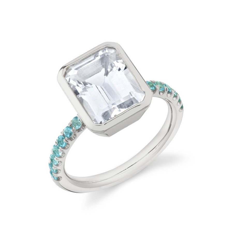 Bridal Sarah Hendler Engagement | Pave Shirley Bezel Set Emerald Cut Ring